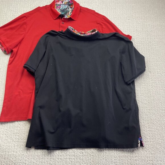 Lot x3 Bulk Au Noir Men's Short Sleeve Polo Shirt Size 1X Red / Black / Dots - Picture 12 of 14